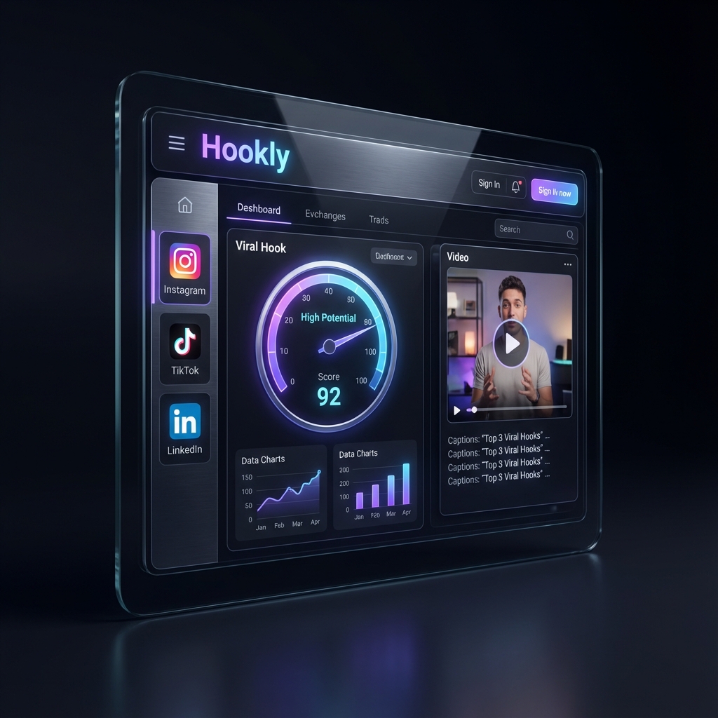 Hookly Dashboard showing AI hook generation interface